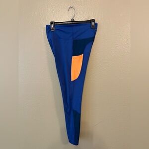 ZYIA blue and orange colorblock pocket Light n Tight 7/8 24in leggings
